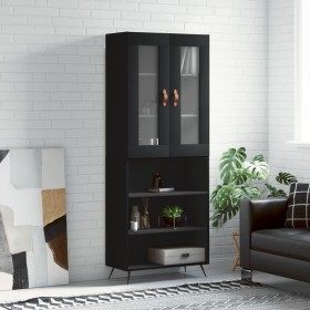 Aparador alto madera contrachapada negro 69,5x34x180 cm de vidaXL, Aparadores - Ref: Foro24-3198698, Precio: 136,99 €, Descue...