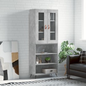 Concrete gray plywood tall sideboard 69.5x34x180 cm by vidaXL, Sideboards - Ref: Foro24-3198701, Price: 128,99 €, Discount: %