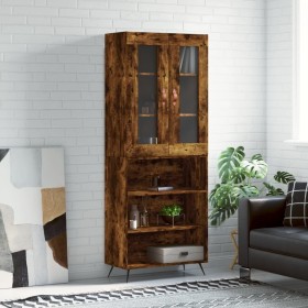 Aparador alto madera contrachapada roble ahumado 69,5x34x180 cm de vidaXL, Aparadores - Ref: Foro24-3198702, Precio: 128,99 €...