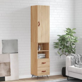 Aparador de madera contrachapada roble Sonoma 34,5x34x180 cm de vidaXL, Aparadores - Ref: Foro24-3198892, Precio: 104,99 €, D...