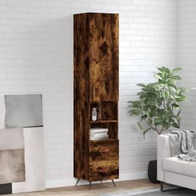 Aparador de madera contrachapada roble ahumado 34,5x34x180 cm de vidaXL, Aparadores - Ref: Foro24-3198894, Precio: 101,31 €, ...