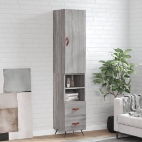 Aparador alto madera contrachapada gris Sonoma 34,5x34x180 cm de vidaXL, Aparadores - Ref: Foro24-3198895, Precio: 103,99 €, ...