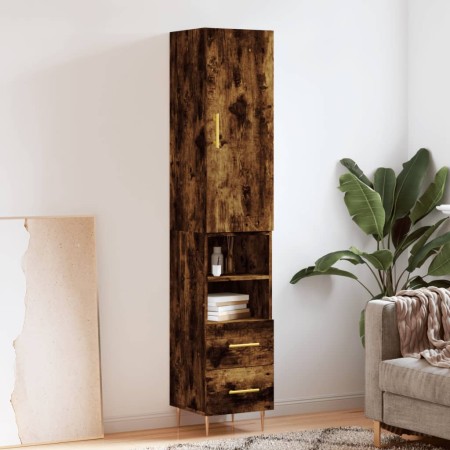 Aparador de madera contrachapada roble ahumado 34,5x34x180 cm de vidaXL, Aparadores - Ref: Foro24-3198910, Precio: 99,99 €, D...