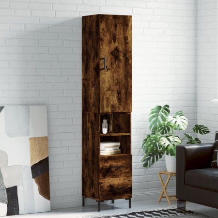 Aparador de madera contrachapada roble ahumado 34,5x34x180 cm de vidaXL, Aparadores - Ref: Foro24-3198918, Precio: 101,04 €, ...