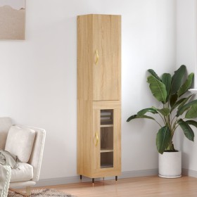 Aparador de madera contrachapada roble Sonoma 34,5x34x180 cm de vidaXL, Aparadores - Ref: Foro24-3199028, Precio: 91,99 €, De...