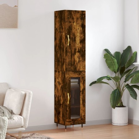 Aparador de madera contrachapada roble ahumado 34,5x34x180 cm de vidaXL, Aparadores - Ref: Foro24-3199030, Precio: 92,64 €, D...