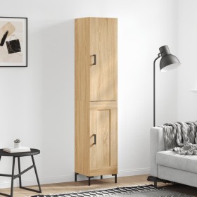 Aparador de madera contrachapada roble Sonoma 34,5x34x180 cm de vidaXL, Aparadores - Ref: Foro24-3199108, Precio: 103,03 €, D...