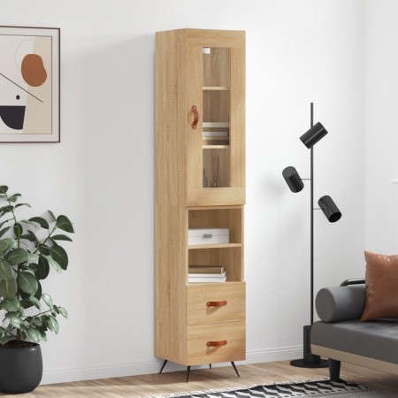 Aparador de madera contrachapada roble Sonoma 34,5x34x180 cm de vidaXL, Aparadores - Ref: Foro24-3199276, Precio: 103,35 €, D...