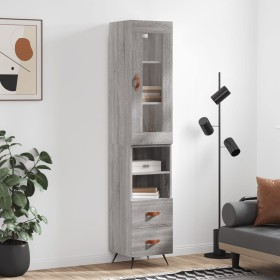 Aparador alto madera contrachapada gris Sonoma 34,5x34x180 cm de vidaXL, Aparadores - Ref: Foro24-3199279, Precio: 106,99 €, ...