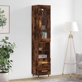 Aparador de madera contrachapada roble ahumado 34,5x34x180 cm de vidaXL, Aparadores - Ref: Foro24-3199286, Precio: 101,99 €, ...