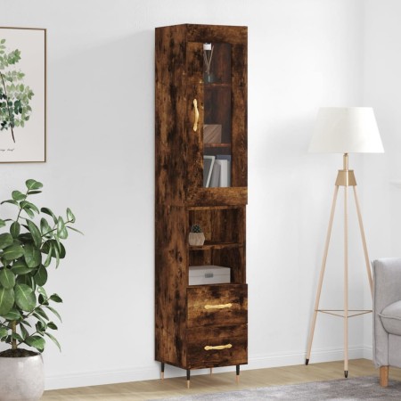 Aparador de madera contrachapada roble ahumado 34,5x34x180 cm de vidaXL, Aparadores - Ref: Foro24-3199286, Precio: 105,16 €, ...