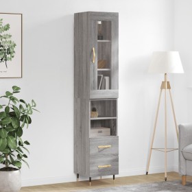 Aparador alto madera contrachapada gris Sonoma 34,5x34x180 cm de vidaXL, Aparadores - Ref: Foro24-3199287, Precio: 105,99 €, ...