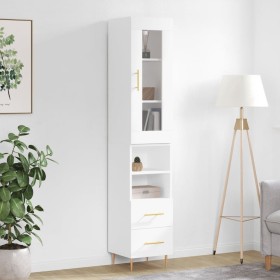 Tall white plywood highboard 34.5x34x180 cm by vidaXL, Sideboards - Ref: Foro24-3199289, Price: 106,99 €, Discount: %