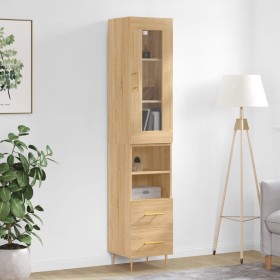 Aparador de madera contrachapada roble Sonoma 34,5x34x180 cm de vidaXL, Aparadores - Ref: Foro24-3199292, Precio: 102,99 €, D...