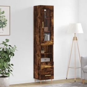 Aparador de madera contrachapada roble ahumado 34,5x34x180 cm de vidaXL, Aparadores - Ref: Foro24-3199294, Precio: 102,99 €, ...