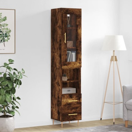 Aparador de madera contrachapada roble ahumado 34,5x34x180 cm de vidaXL, Aparadores - Ref: Foro24-3199294, Precio: 103,99 €, ...