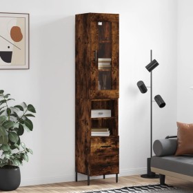 Smoked oak plywood sideboard 34.5x34x180 cm by vidaXL, Sideboards - Ref: Foro24-3199310, Price: 112,61 €, Discount: %