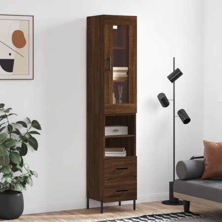 Tall brown oak plywood sideboard 34.5x34x180 cm by vidaXL, Sideboards - Ref: Foro24-3199312, Price: 119,48 €, Discount: %