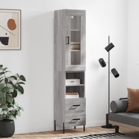 Aparador alto madera contrachapada gris Sonoma 34,5x34x180 cm de vidaXL, Aparadores - Ref: Foro24-3199311, Precio: 116,99 €, ...