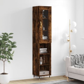 Aparador de madera contrachapada roble ahumado 34,5x34x180 cm de vidaXL, Aparadores - Ref: Foro24-3199350, Precio: 85,99 €, D...