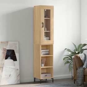 Aparador de madera contrachapada roble Sonoma 34,5x34x180 cm de vidaXL, Aparadores - Ref: Foro24-3199364, Precio: 92,84 €, De...