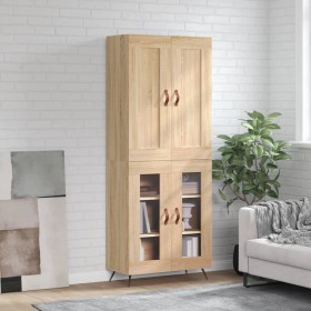 Tall plywood oak-colored highboard 69.5x34x180 cm by vidaXL, Sideboards - Ref: Foro24-3199596, Price: 139,39 €, Discount: %