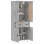 Aparador alto madera contrachapada gris hormigón 69,5x34x180 cm de vidaXL, Aparadores - Ref: Foro24-3199853, Precio: 143,26 €...