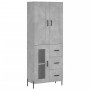 Tall plywood gray concrete sideboard 69.5x34x180 cm by vidaXL, Sideboards - Ref: Foro24-3199949, Price: 170,05 €, Discount: %