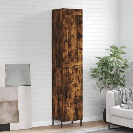 Aparador de madera contrachapada roble ahumado 34,5x34x180 cm de vidaXL, Aparadores - Ref: Foro24-3200142, Precio: 104,99 €, ...