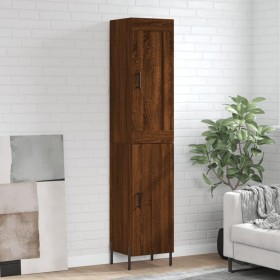 Aparador alto madera contrachapada roble marrón 34,5x34x180 cm de vidaXL, Aparadores - Ref: Foro24-3200144, Precio: 107,99 €,...