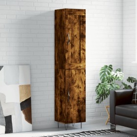 Aparador de madera contrachapada roble ahumado 34,5x34x180 cm de vidaXL, Aparadores - Ref: Foro24-3200166, Precio: 94,99 €, D...