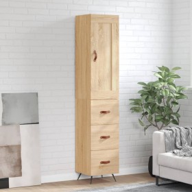 Aparador de madera contrachapada roble Sonoma 34,5x34x180 cm de vidaXL, Aparadores - Ref: Foro24-3200172, Precio: 104,99 €, D...