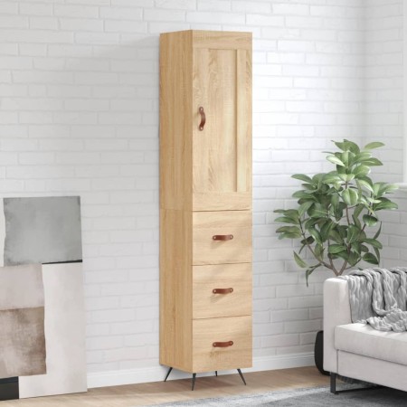 Aparador de madera contrachapada roble Sonoma 34,5x34x180 cm de vidaXL, Aparadores - Ref: Foro24-3200172, Precio: 104,21 €, D...