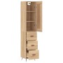 Aparador de madera contrachapada roble Sonoma 34,5x34x180 cm de vidaXL, Aparadores - Ref: Foro24-3200172, Precio: 104,21 €, D...