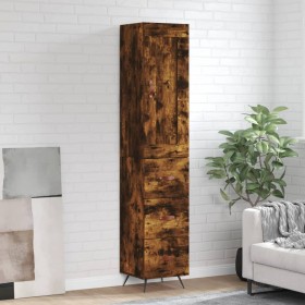 Aparador de madera contrachapada roble ahumado 34,5x34x180 cm de vidaXL, Aparadores - Ref: Foro24-3200174, Precio: 104,99 €, ...