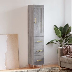 Aparador alto madera contrachapada gris Sonoma 34,5x34x180 cm de vidaXL, Aparadores - Ref: Foro24-3200191, Precio: 111,37 €, ...