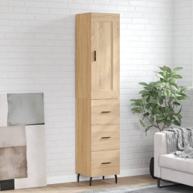 Aparador de madera contrachapada roble Sonoma 34,5x34x180 cm de vidaXL, Aparadores - Ref: Foro24-3200212, Precio: 110,99 €, D...