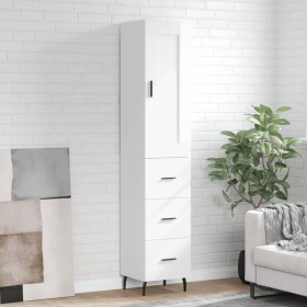 Aparador alto madera contrachapada blanco brillo 34,5x34x180 cm de vidaXL, Aparadores - Ref: Foro24-3200211, Precio: 122,99 €...