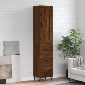 Aparador alto madera contrachapada roble marrón 34,5x34x180 cm de vidaXL, Aparadores - Ref: Foro24-3200216, Precio: 113,99 €,...