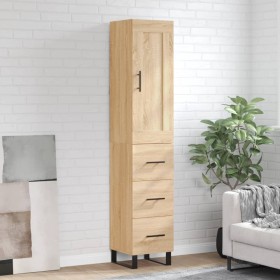 Aparador de madera contrachapada roble Sonoma 34,5x34x180 cm de vidaXL, Aparadores - Ref: Foro24-3200220, Precio: 128,99 €, D...