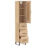 Aparador de madera contrachapada roble Sonoma 34,5x34x180 cm de vidaXL, Aparadores - Ref: Foro24-3200220, Precio: 128,28 €, D...