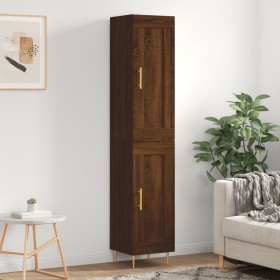 Aparador alto madera contrachapada roble marrón 34,5x34x180 cm de vidaXL, Aparadores - Ref: Foro24-3200448, Precio: 99,99 €, ...