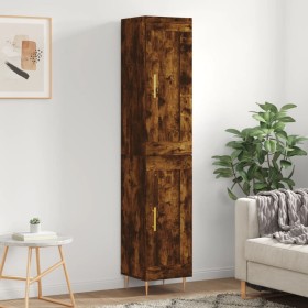 Aparador de madera contrachapada roble ahumado 34,5x34x180 cm de vidaXL, Aparadores - Ref: Foro24-3200446, Precio: 97,99 €, D...