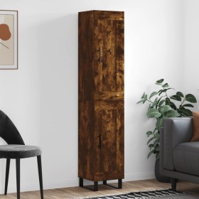 Aparador de madera contrachapada roble ahumado 34,5x34x180 cm de vidaXL, Aparadores - Ref: Foro24-3200478, Precio: 98,99 €, D...