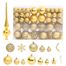 Weihnachtskugeln-Set 111-teilig aus goldenem Polystyrol von vidaXL, Festliche Dekorationen - Ref: Foro24-356109, Preis: 29,11...