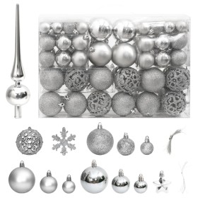 Weihnachtskugel-Set 111-teilig aus silbernem Polystyrol von vidaXL, Festliche Dekorationen - Ref: Foro24-356111, Preis: 25,01...