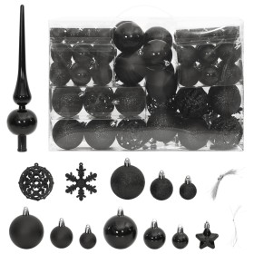 Juego de bolas de Navidad 111 pzas poliestireno negro de vidaXL, Adornos festivos - Ref: Foro24-356116, Precio: 54,91 €, Desc...