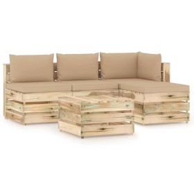 Garden furniture 5 pieces with green impregnated wood cushions by vidaXL, Garden sets - Ref: Foro24-3074618, Price: 454,99 €,...