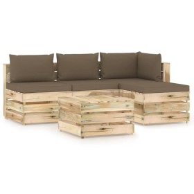 Garden furniture 5 pieces with green impregnated wood cushions by vidaXL, Garden sets - Ref: Foro24-3074623, Price: 449,32 €,...