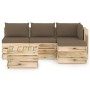 Garden furniture 5 pieces with green impregnated wood cushions by vidaXL, Garden sets - Ref: Foro24-3074623, Price: 449,99 €,...